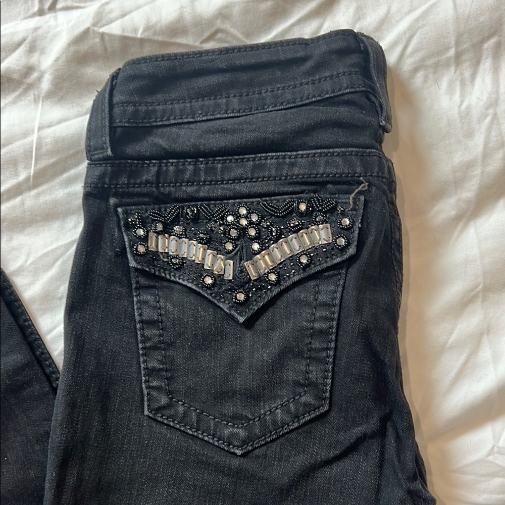 Miss Me Black Jeans with Embellished Pockets